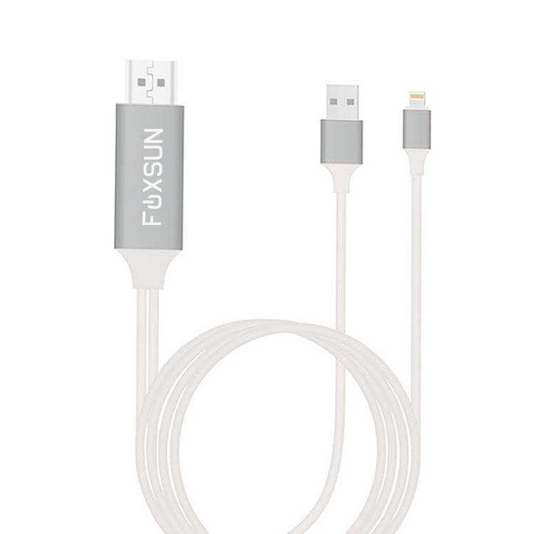 Foxsun voor lightning naar hdmi kabeladapter voor iphone lightning digitale av adapter 1080p mhl naar hdmi converter voor iphone 8/7/6: Wit