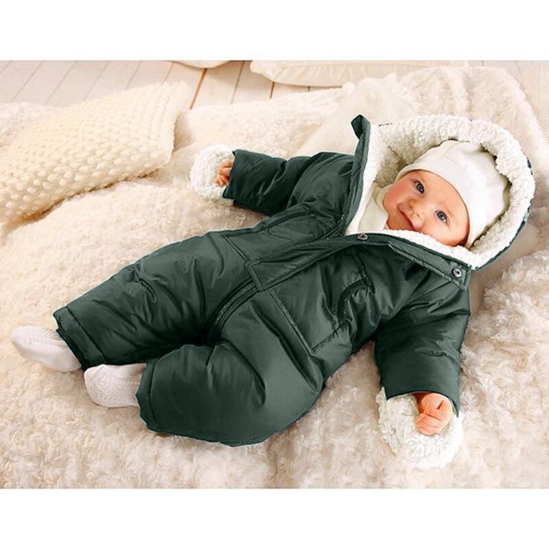 Neue 0-24M Winter Solide Taschen Neue Geboren Baby Kleidung Kleinkind Kleine Mädchen Outfits Strampler Baby Mädchen Kleidung junge Babygirl Onesie: Grün / 24M