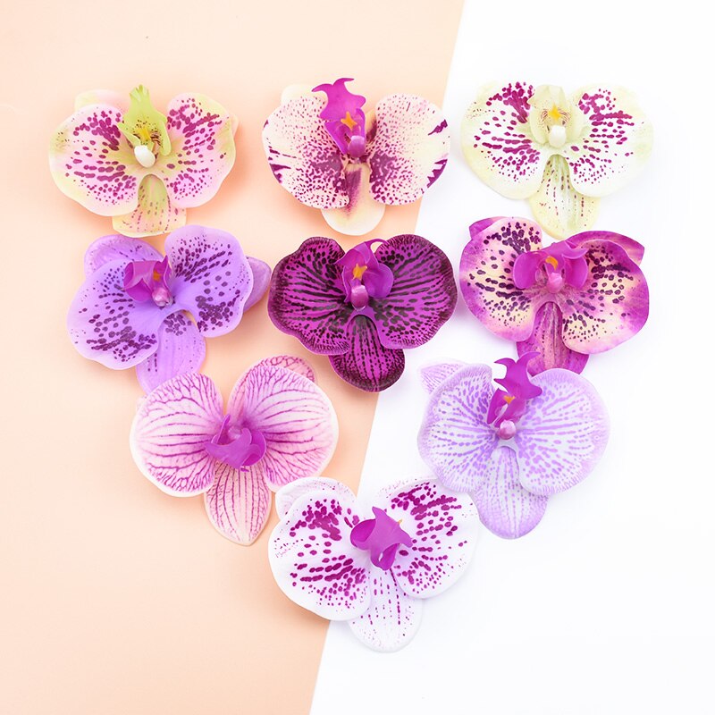 2 stk 3d silke sommerfugl orkidé dekorative blomster kranse kunstige blomster til hjem bryllup dekoration diy blomst væg