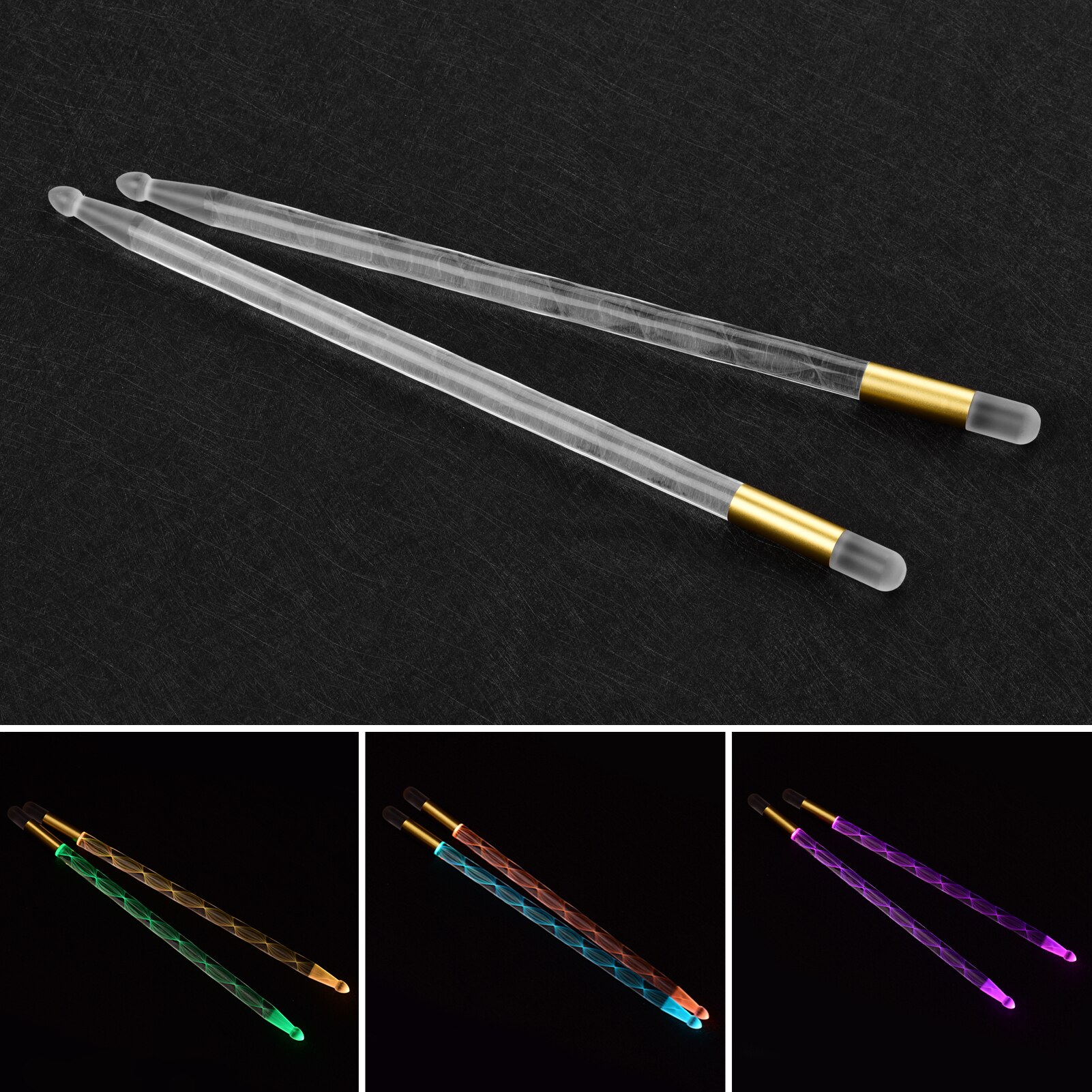 1 Pair LED Light Up Drum Sticks Luminous Bright Drumsticks Color Changing Drumsticks Drum Set Accessories