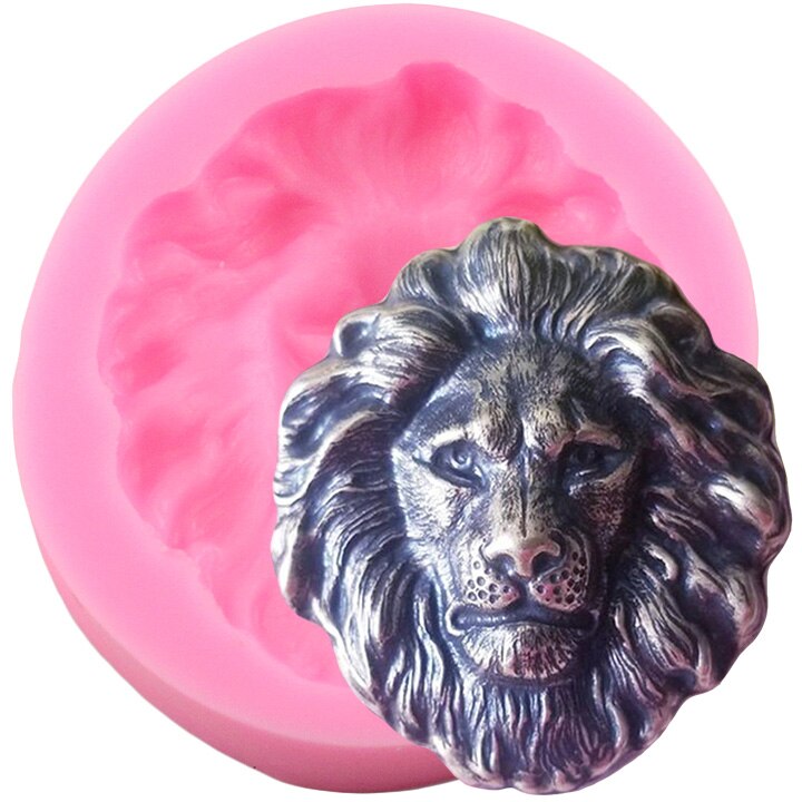 Moule 3D en Silicone à tête de Lion pour Fondant, chocolat, animaux, bricolage, outils de décoration de gâteau d&#39;anniversaire pour bébé, moules en résine d&#39;argile: CD411