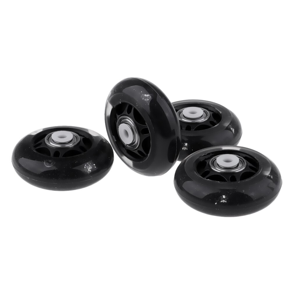 4 st rullskridskor inlinesåkning premium 88a pu hjul utomhus sportdelar reservdelstillbehör 64mm: Svart