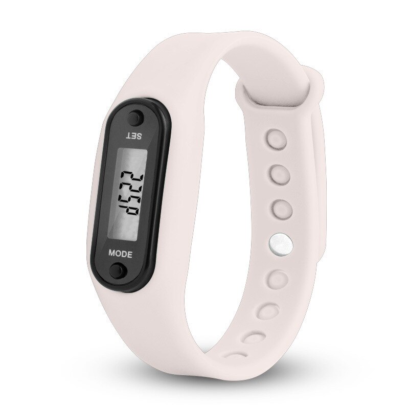Podómetros de banda de silicona LCD Digital para muñeca, para correr, pisar, para adulto, deporte, Fitness, multifuncional, para caminar, contador de distancia: Blanco