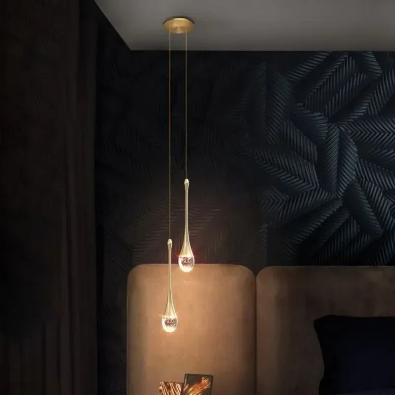 Goutte d'eau plafond lustre bulle cristal suspension lampe salle à manger décor chambre lampe Bar café Led lumières maison suspension