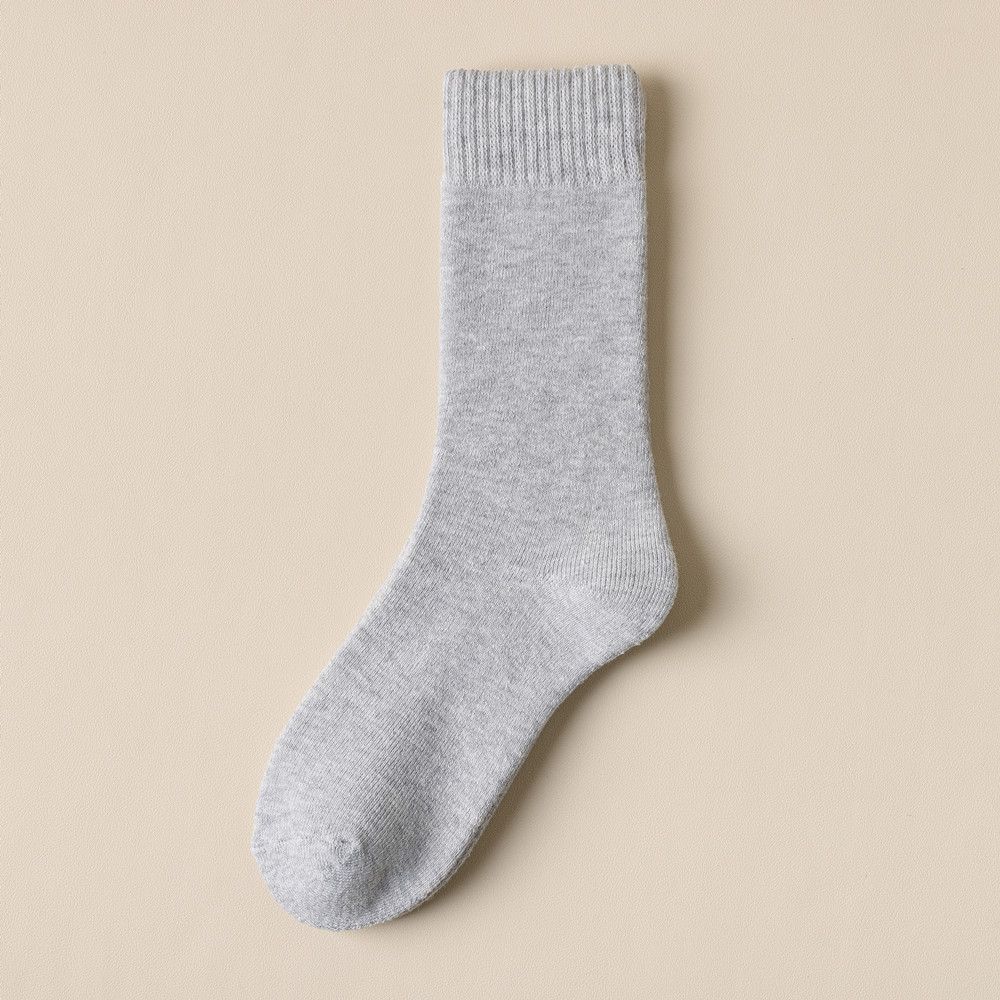 Calcetines de algodón gruesos y cálidos a la de Otoño Invierno señora Casual chica Color sólido calcetines de tubo medio para mujer: Oro