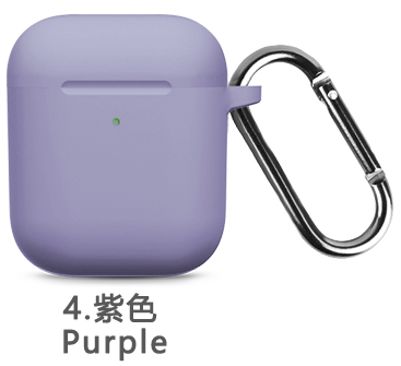 Étuis en Silicone avec couvercle à crochet pour Apple Airpods 1/2, housse de protection antichoc pour écouteurs sans fil pour airpods 2 1, sacs de boîte: Violet