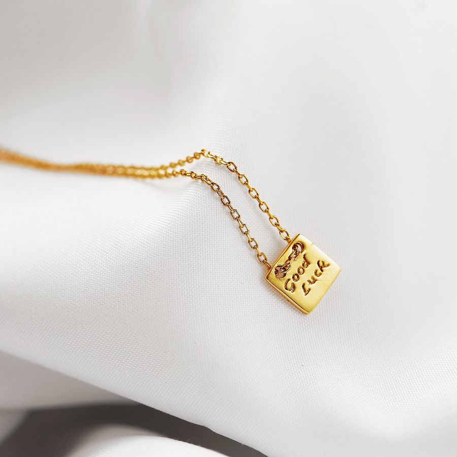 Silvology Round Square Good Luck Necklace Gold 925 Sterling Silver Geometric Texture Pendant Necklace For Women Jewelry