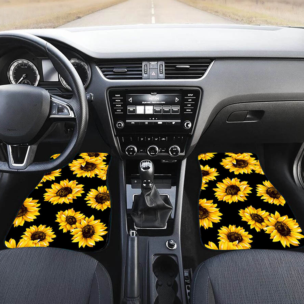 Juego de 4 Uds. De alfombrillas blandas para coche, alfombrillas para el suelo con estampado 3D en amarillo y negro, accesorios para el coche