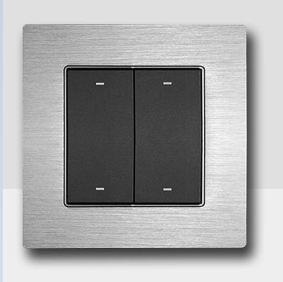 Commutateur de lumière intelligent commutateurs muraux RS485 bouton tactile en alliage d'aluminium pour Smat éclairage de LED à la maison montage mural: 2 BUTTON