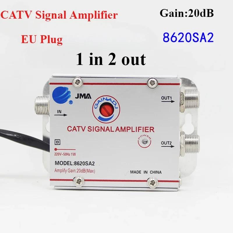1 in 2/3/4/6/8 Out DTMB Gain 20DB Terrestrische Welle Digital TV Signal Verstärker CATV Splitter TV Ausrüstung Booster 220 V: Black