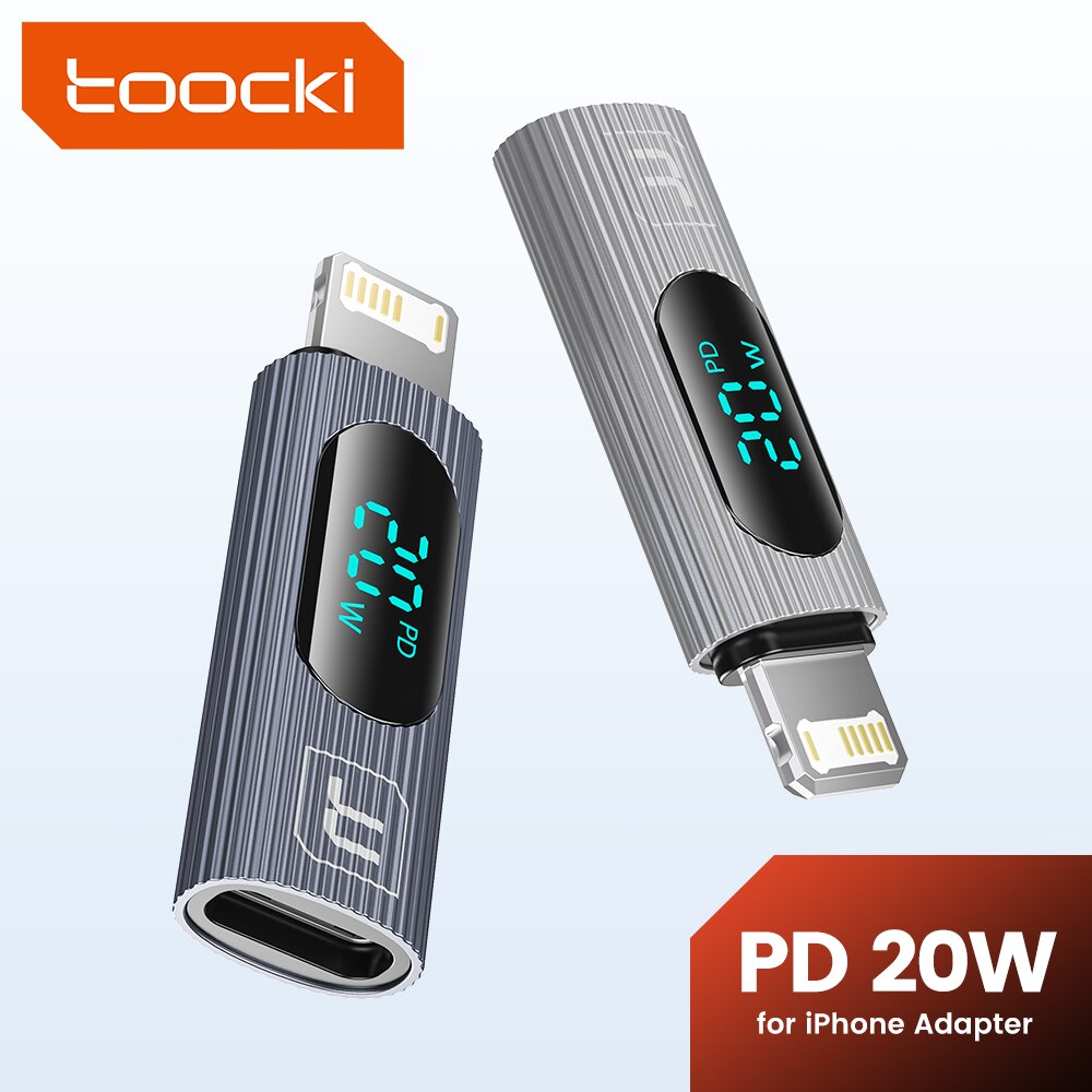 Toocki USB 2.0 wyświetlacz OTG Adapter PD 20W szybkie ładowanie błyskawicy męskie do typu C złącze żeńskie dla iPhone 15 14 13 konwerter