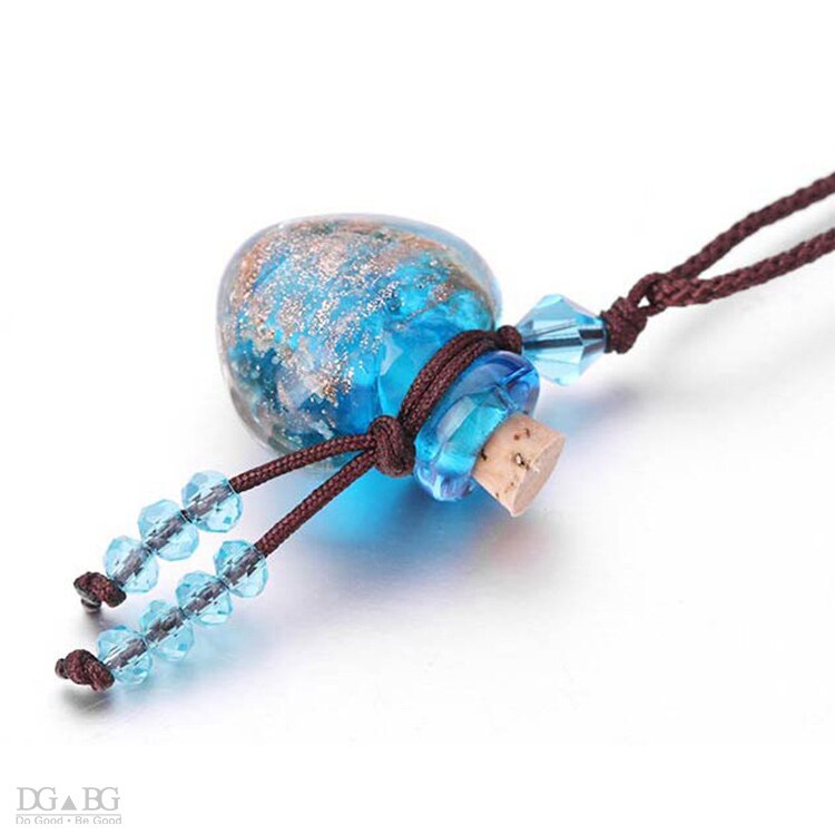 Soul Hanger Essentiële Olie Diffuser Fles Mini Urn Hartvormige Ketting Huisdier Crematie Asgrauw Aandenken Hond Kat Gedenkteken: Blue