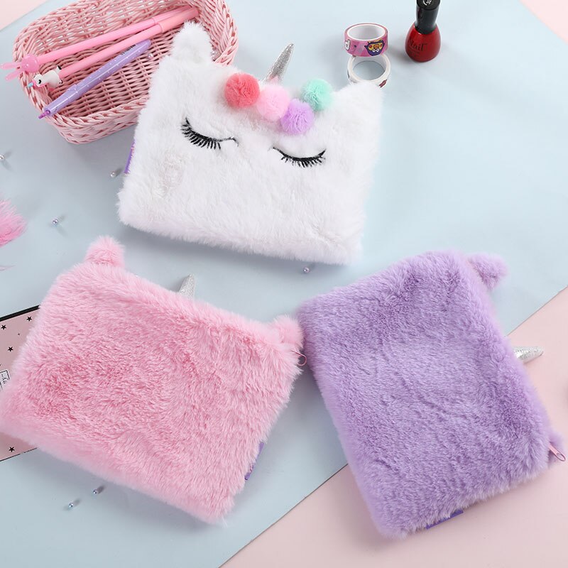 Eenhoorn Bont Handtas Voor Vrouwen Bloem Flap Koreaanse Dag Koppelingen Purse Leuke Rits Make Envelop Pouch