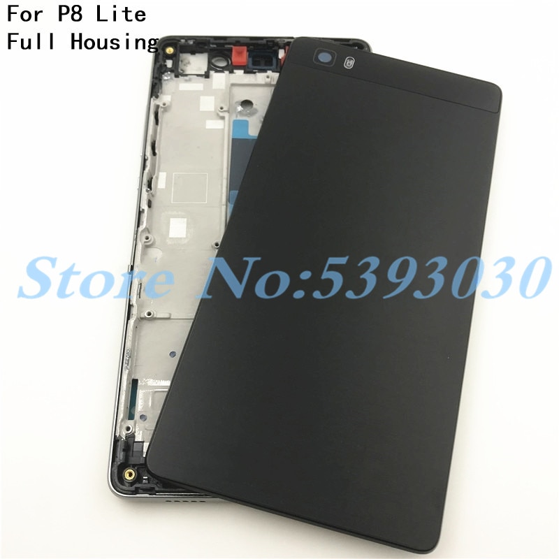 Full Housing Chassis For Huawei P8 Lite LCD Front Frame +Rear Back Battery Cover Housing With Side Button +Camera Lens