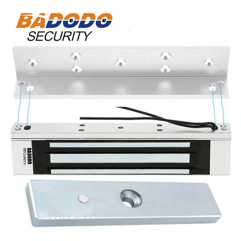 Badodo-sistema de Control de acceso, cerradura eléctrica Magnética/electromagnética con soporte en L, 180KG, 350lb, 12V