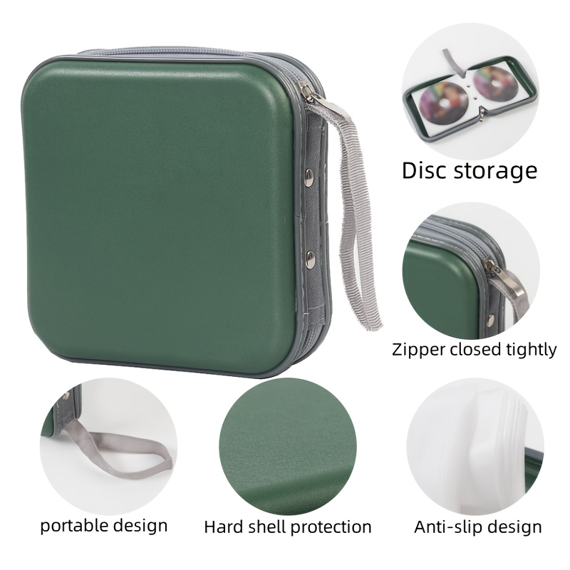 40 CD/DVD Hard Case Wallet w/Zipper, Durable Portable Plastic Storage for Car/Home/Travel, Non-Slip