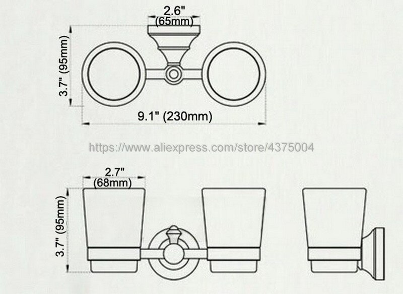 Bathroom Accessory Wall Mounted Black Oil Rubbed Bronze Toothbrush Holder with Two Glass Cups Nba760