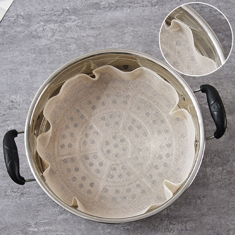 5 st/förpackning rund ångbåtsduk i bomull non-stick låda filterduk hushållsångmatta