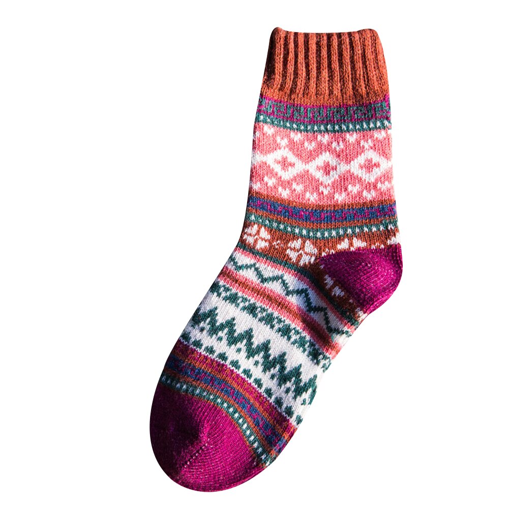 Vrouwen Mannen Dikke Winter Gebreide Sokken Warme Wollen Nordic Etnische Stijl Sok Unisex Zachte Comfortabele Sokken: 5C