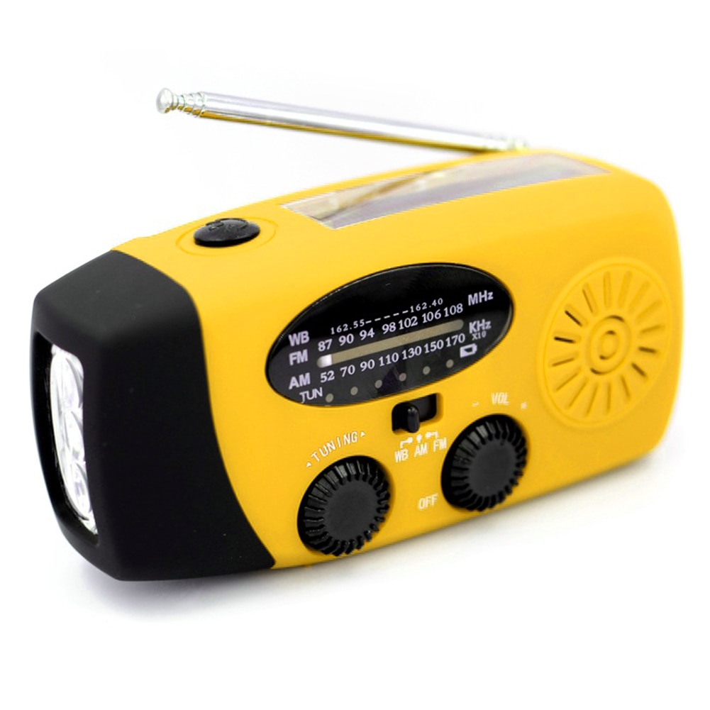 Multifunctional Hand radio Solar Crank Dynamo Powered AM/FM/NOAA Weather Radio Use Emergency LED Flashlight Power Bank solar