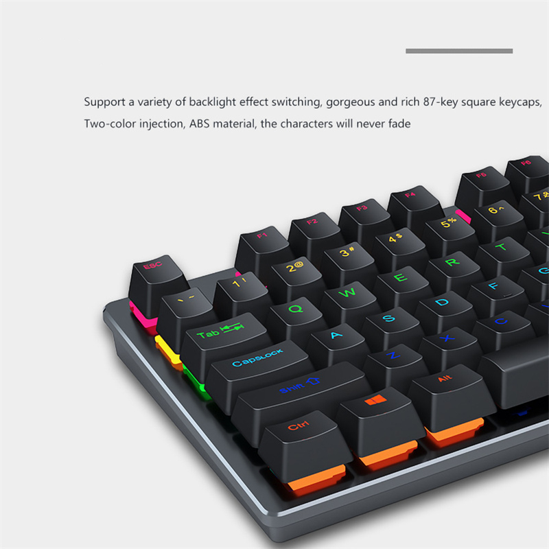 Clavier de jeu mécanique filaire USB, rétro-éclairage rvb, 87 touches, interrupteur bleu, blanc, noir, rose, pour ordinateur portable, PC de bureau