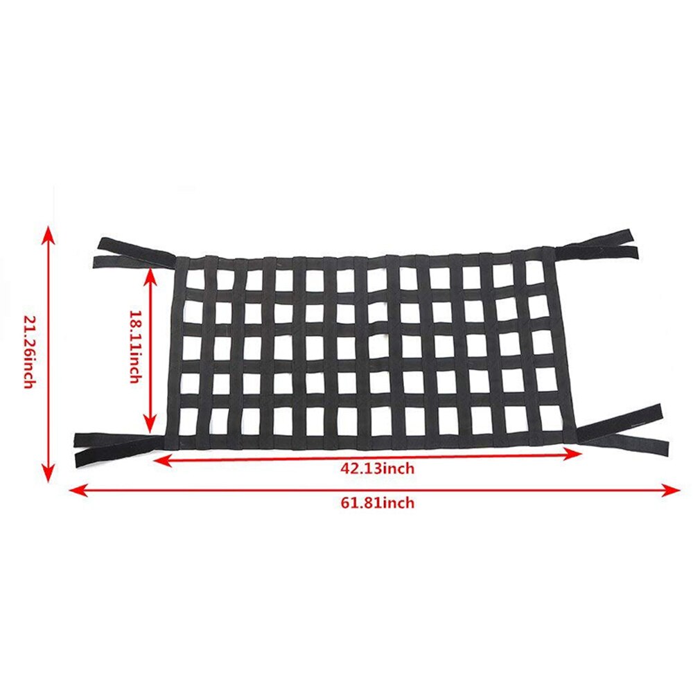 Black Webbing Cargo Network Back Window Extra Storage Roof Net Hammock Bed Rest Top Cover For Jeep Wrangler JK TJ
