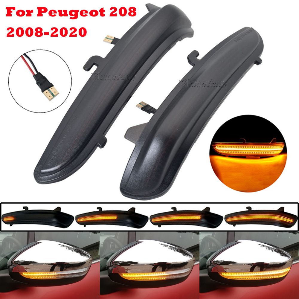 For Peugeot 208 For Citroen C3 C4 2PCS Dynamic LED Side Mirror Blinker Lights Sequential Turn Signal Indicator Lamps: Blue