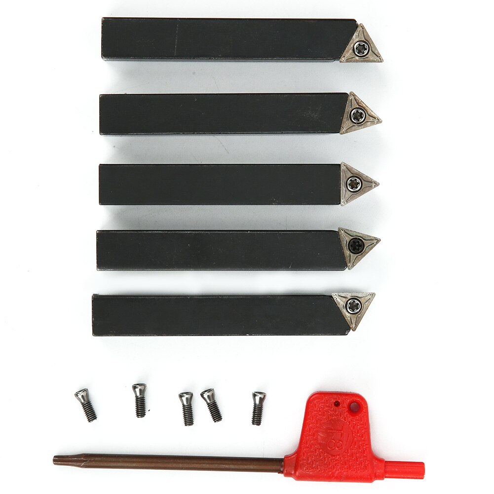 Wood Lathe 5Pcs 3/8in Indexable Turning Tool Set Cemented Carbide Machining Lathes Cutting Facing Tools lathe