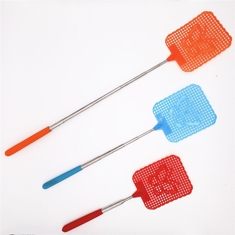 1pcs 73cm Telescopic Extendable Fly Swatter Plastic Simple Pattern Fly Swatter Useful Pest Mosquito Control Tools Pat Pat