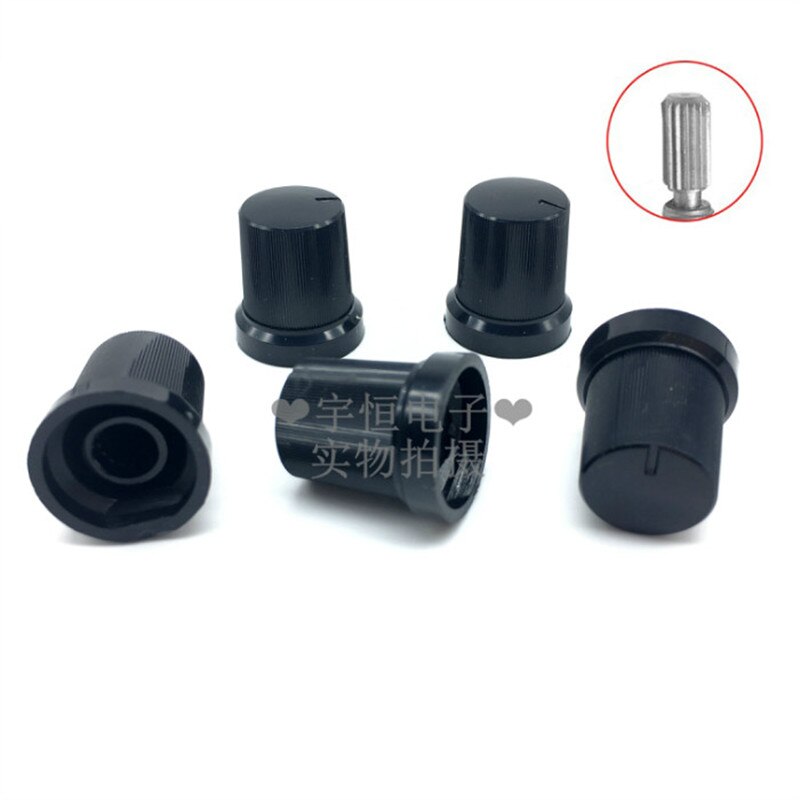 5 Stuks Zwart Plastic Knop Diameter 17Mm Hoogte 19Mm Bloem As Gat Potentiometer Encoder Knop Cap