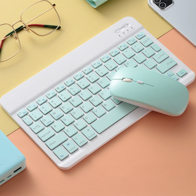 Pink Bluetooth keyboard and mouse For Pro 11 12 wireless Keyboard For iPad air Android Windows cute Tablet keyboard mouse girl: blue