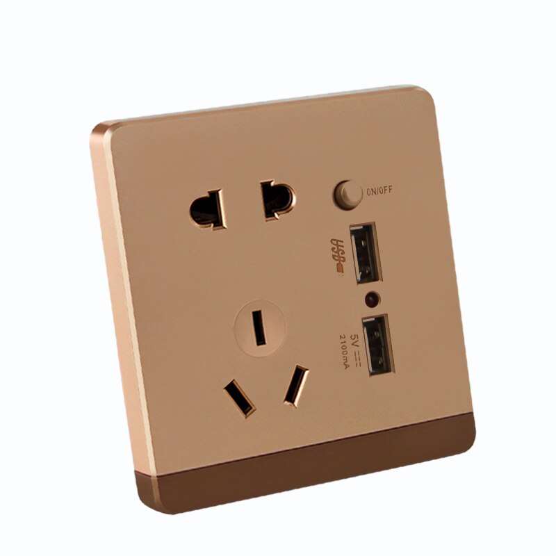 China ccc Standard Wall socket,86 Style Plug adapter Outlet,Flame retardant PC, Five hole two usb Socket,AC 220-250v