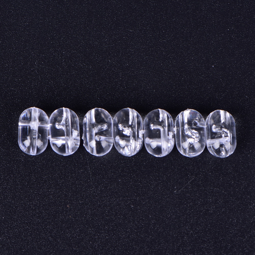 100 stk/parti 5*8mm fiskeplast gennemsigtige klare ovale perler dobbelt perlebor krydsperler