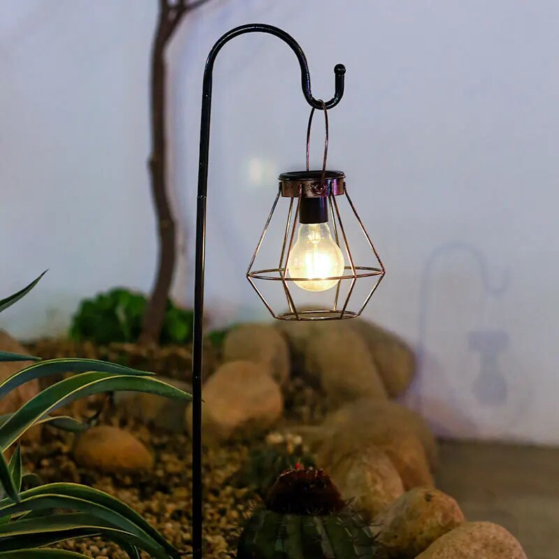 Solar Led Lampen Lantaarn Outdoor Waterdichte Decoratieve Kroonluchter Hanglamp Huis Tuin Opknoping Retro Camping Decor Lantaarn