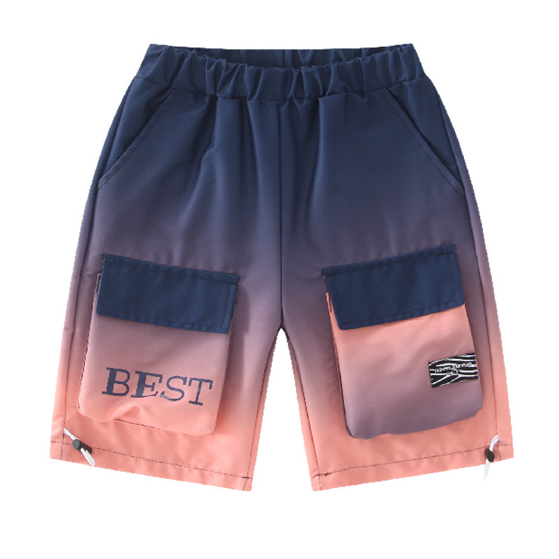 Pantalones cortos de verano para niños, ropa para adolescentes con degradado de , informal, Cargo, cintura elástica,