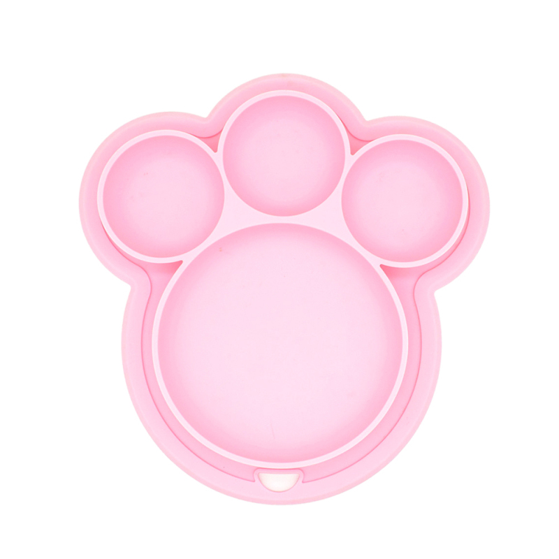 2020Kids Tableware Cute Silicone Paw Toddler Baby Plate Kids Bowl Plate Feeding Silicone Bowl Baby Silica Gel Dishes With Spoon: 01 1pcs plate