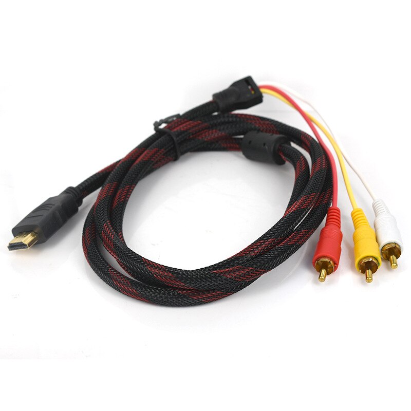 1.5m1080P HDTV HDMI-compatible Male To 3 RCA Audio Video AV Cable Cord Adapter Converter Connector Component Cable for HDTV