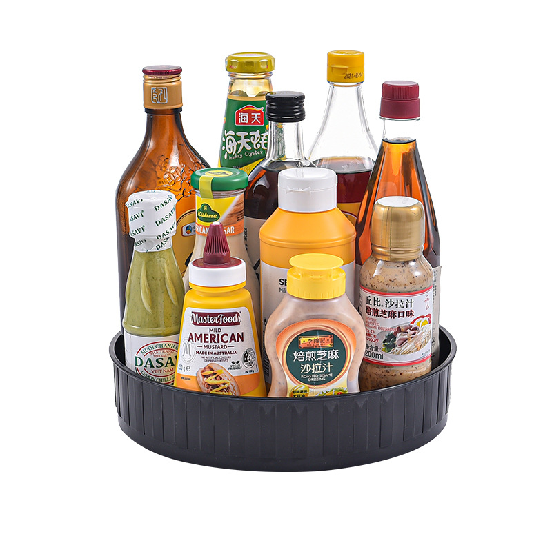 Lazy SusanTurntable Plastic Spinner for Kitchen Cabinet 360 Rotating Spice Rack Cosmetic Makeup Snack Organizers Table Fridge: black
