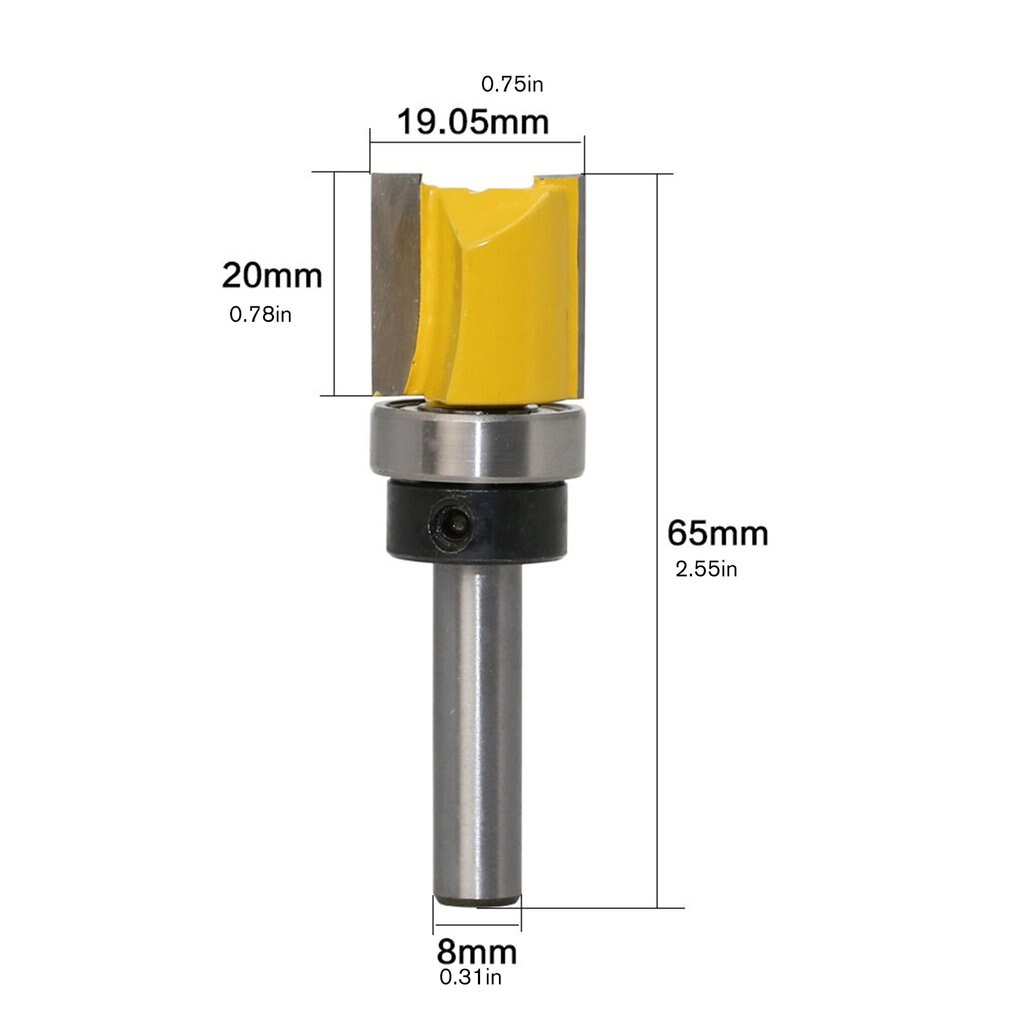Skaft mal trim hengsel pin hull fres rett fres trimmer rengjøring flush trim tappe fres for trebearbeiding