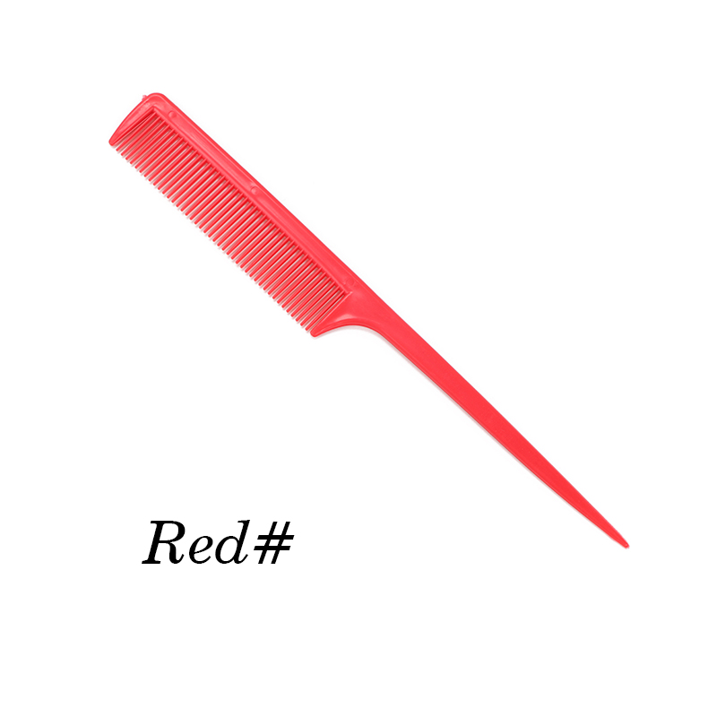 1Pcs/Lot Fine Teeth Hair Brush Comb Detangling Plastic Rat Tail Comb Hair Dressing Combs For Salon Hair Style Tools Cutting Comb: Red