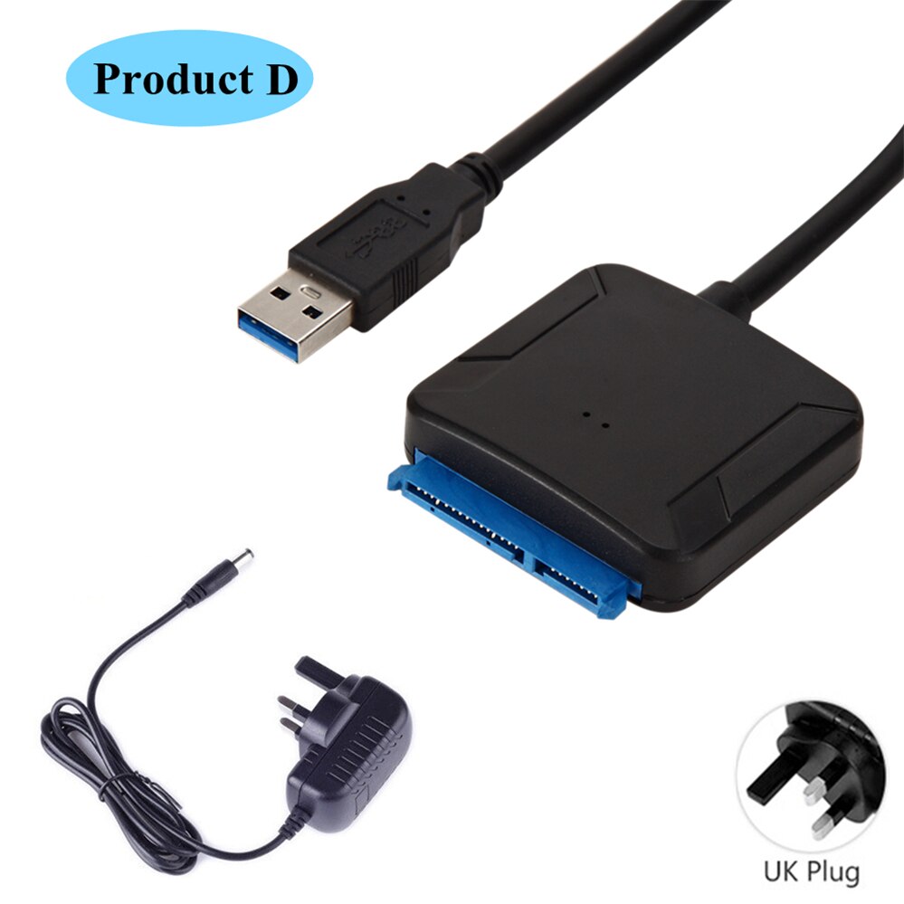 Pzzpss Usb 3.0 Naar Sata 3 Kabel Sata Naar Usb Adapter Convert Kabels Ondersteunen 2.5/3.5 Inch Externe Ssd hdd Adapter: with UK plug