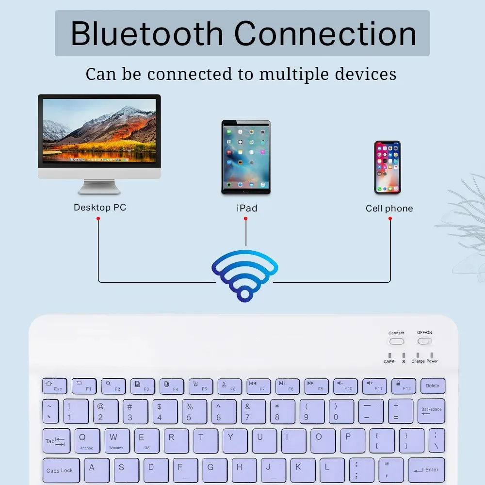 Mini souris Bluetooth sans fil 10 pouces BT clavier espagnol pour iPad 8 10e 9e génération téléphone tablette Portable pour Huawei Android