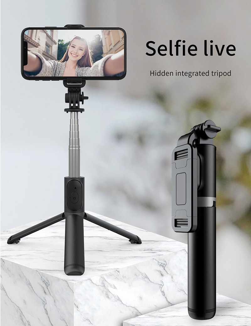 101cm Bluetooth Selfie Stick Tripod - Foldable, Extendable Monopod with Remote for Smartphones & Action Cameras