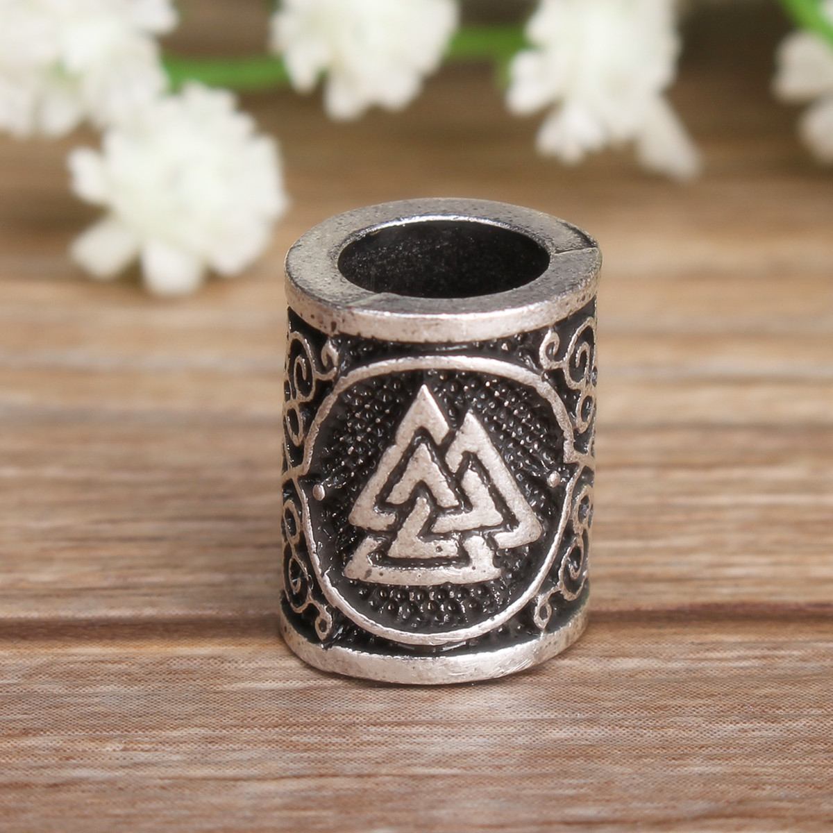 Metall norse runor berlocker pärla silver dreadlock skägg hårring för diy fynd armband hänge halsband smycken