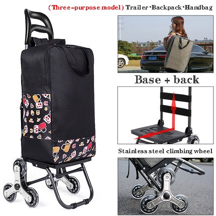 Huishoudelijke Draagbare Vouwen Trap Klimmen Winkelwagentje Boodschappen Rugzak Trolley Handtas Mountainbike Bagage Winkelwagen