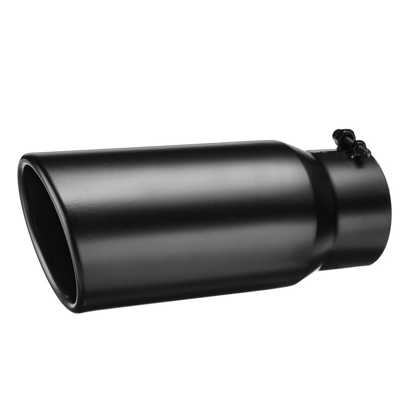 Car Exhaust Muffler 4 Inch Inlet 5 Inch Outlet Exhaust Tip Rear Pipe Tube Black Stainless Steel: Default Title