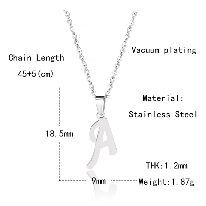 Silber Farbe 26 Briefe Schmuck Englisch Alphabe Halsketten für Frauen Halsband A B C D E F G H I J K L M N O P Q R S T U V W X Y Z