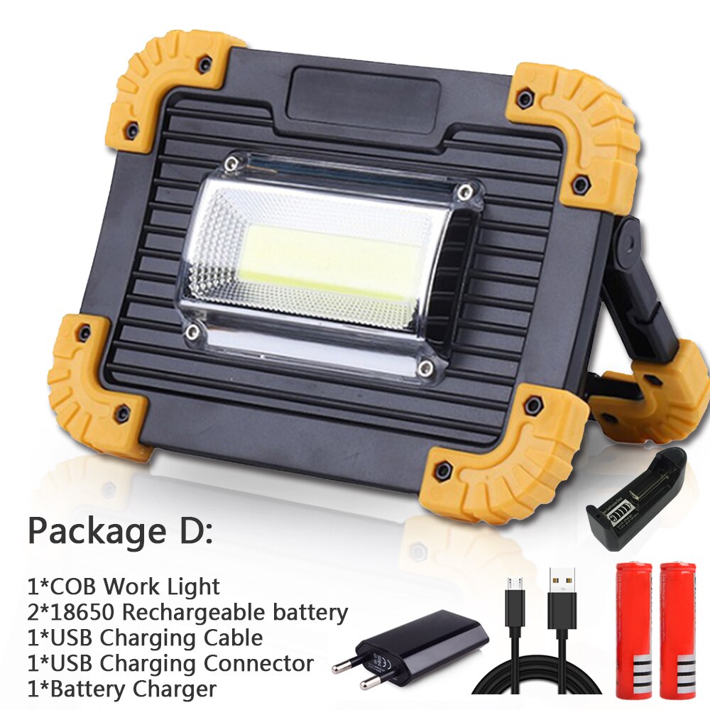 COB Work Lamp LED Portable Lantern Waterproof 4-Mode Emergency Portable Spotlight Rechargeable Floodlight for Camping Light: D