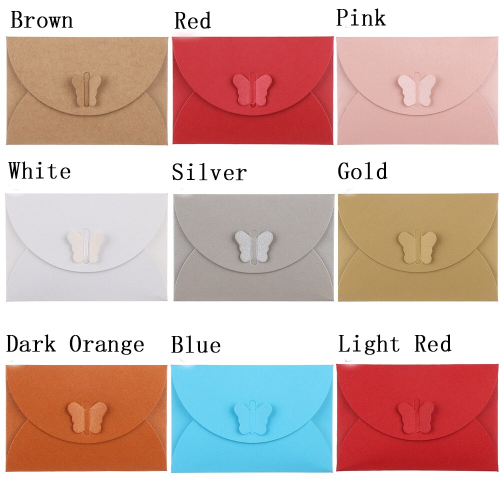 Sobres de papel con hebilla para tarjetas, cartera pequeña de Papel Kraft para postales, sobres de invitación, papelería de oficina, 5 unids/set por juego
