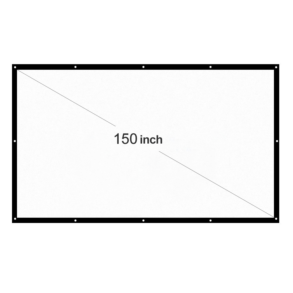 H150 150 inch 16:9 Portable Projector Screen HD Foldable Projection Screen White for Wall Mounted Home Theater Bar Travel